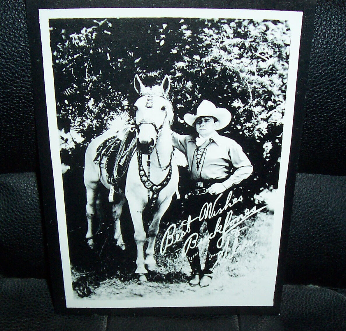 Vintage 1930's Western Cowboy Buck Jones & Horse Silver Picture