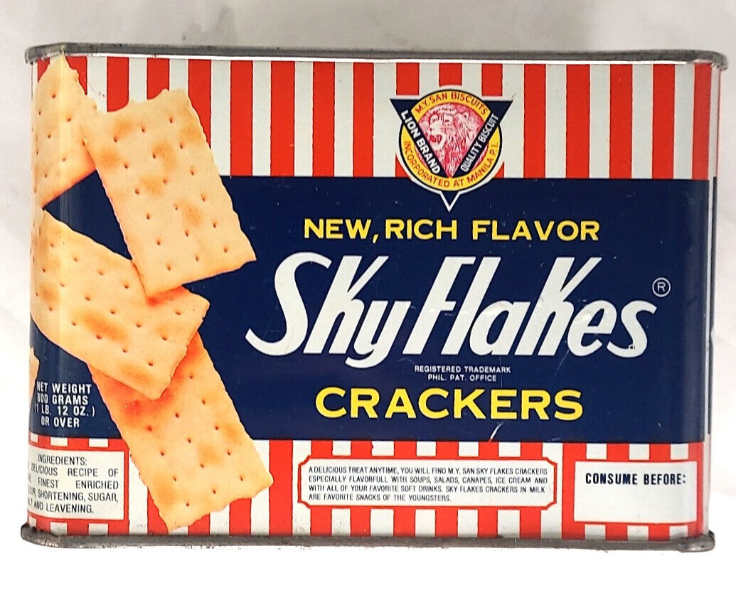Vintage Skyflakes Crackers Lion Brand M.Y. San Biscuits Tin
