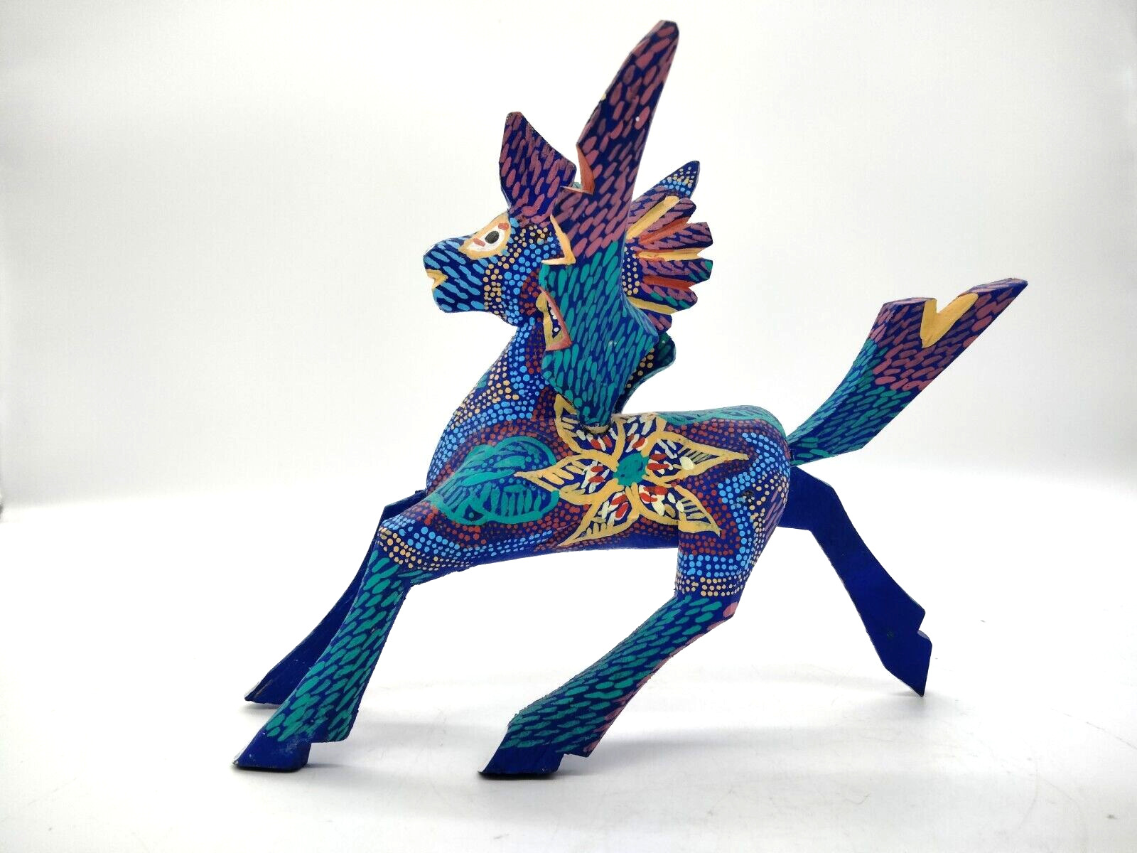 Mexican Alebrije Pepe Santiago Carved Painted Wooden Folk Art Winged Horse