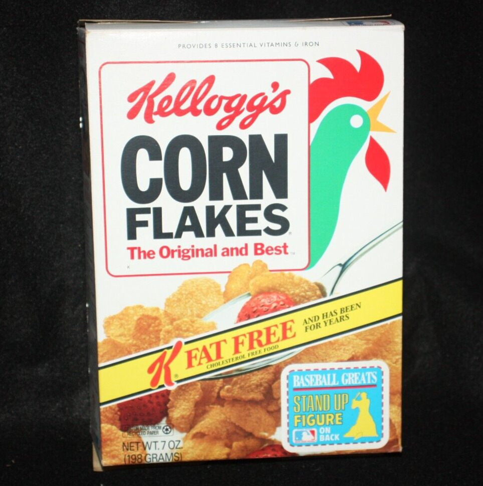 Vintage Kellogg\'s Corn Flakes Cereal Box MLB Baseball Bob Gibson 1990s 1992 Prop