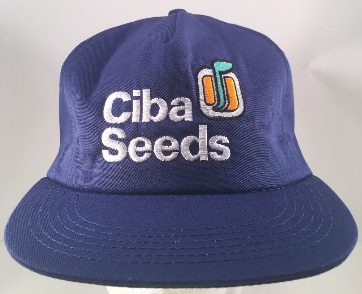 Vtg CIBA Seeds Foam Insulated Embroidered Snapback Hat K Products Made In USA