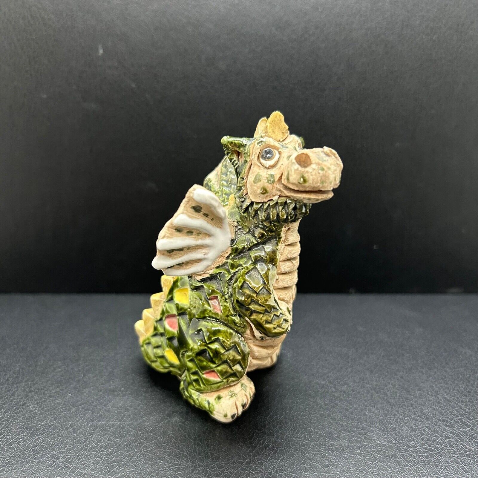 Art Pottery Clay Baby Dragon Figurine Handmade 3.5\