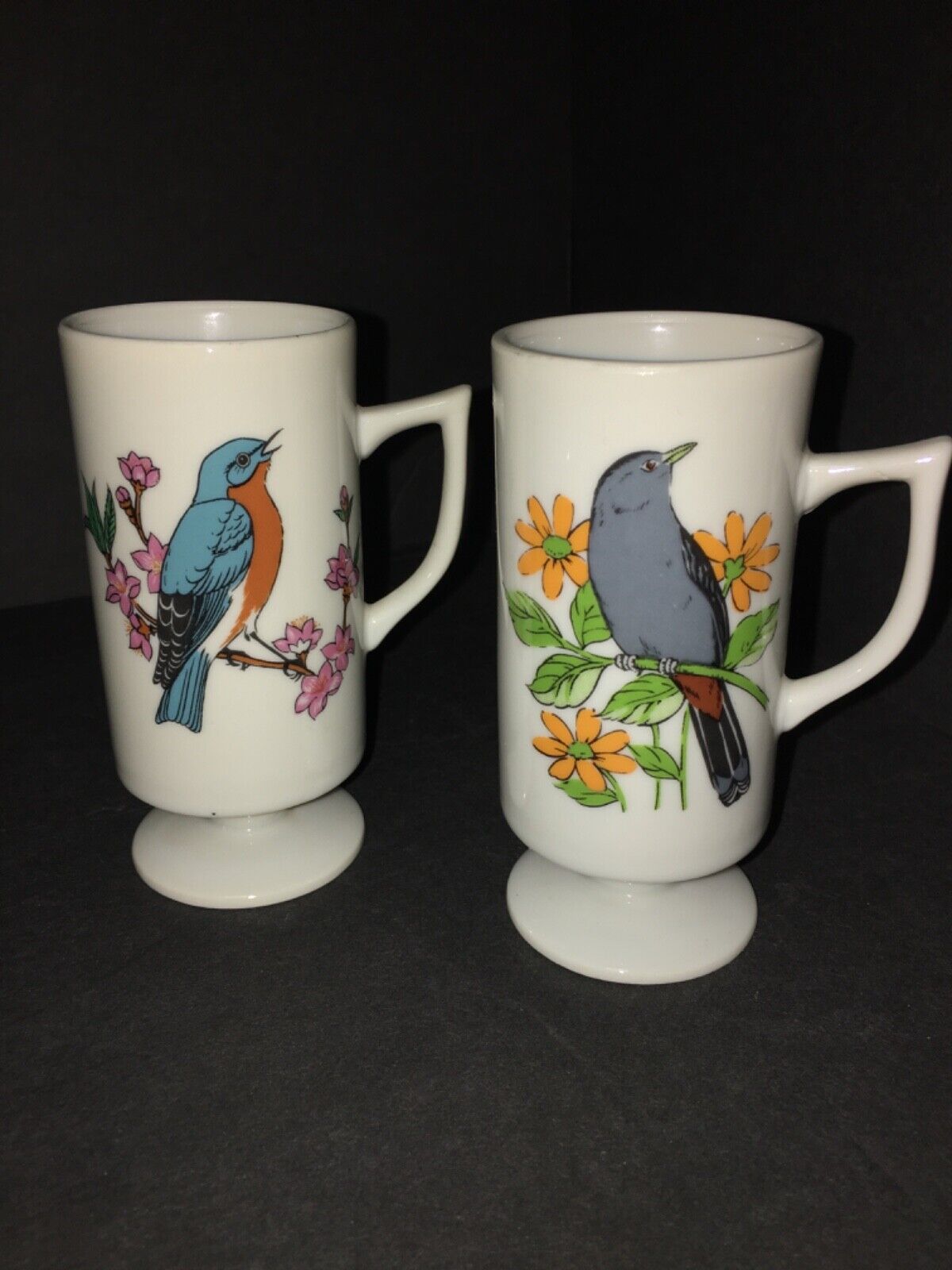 Vintage set of 2 Bird Mugs Japan