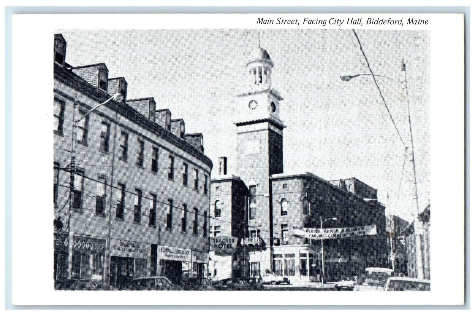 c1960 Main Street Facing City Hall Exterior Biddeford Maine ME Unposted Postcard