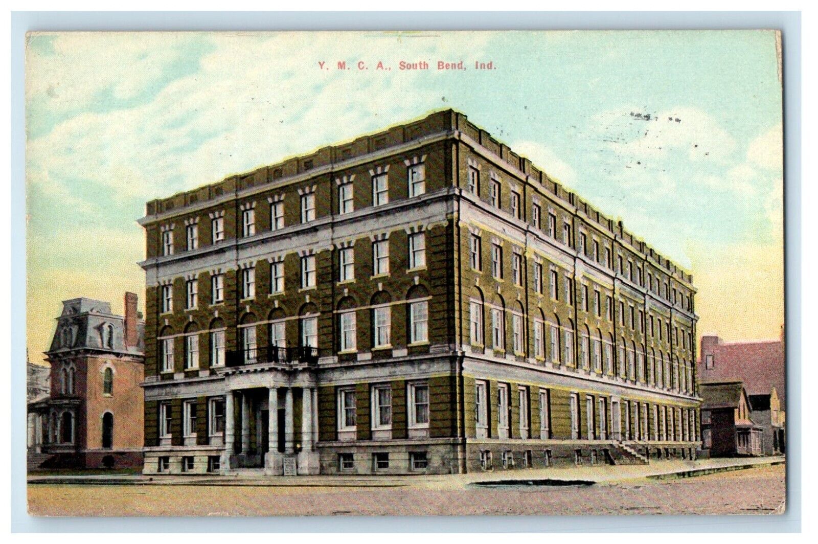 1911 Y. M. C. A. Building Street View South Bend Indiana IN Antique Postcard