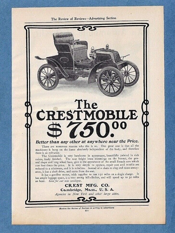 1903 CRESTMOBILE AUTO AD ~ CAMBRIDGE, MA