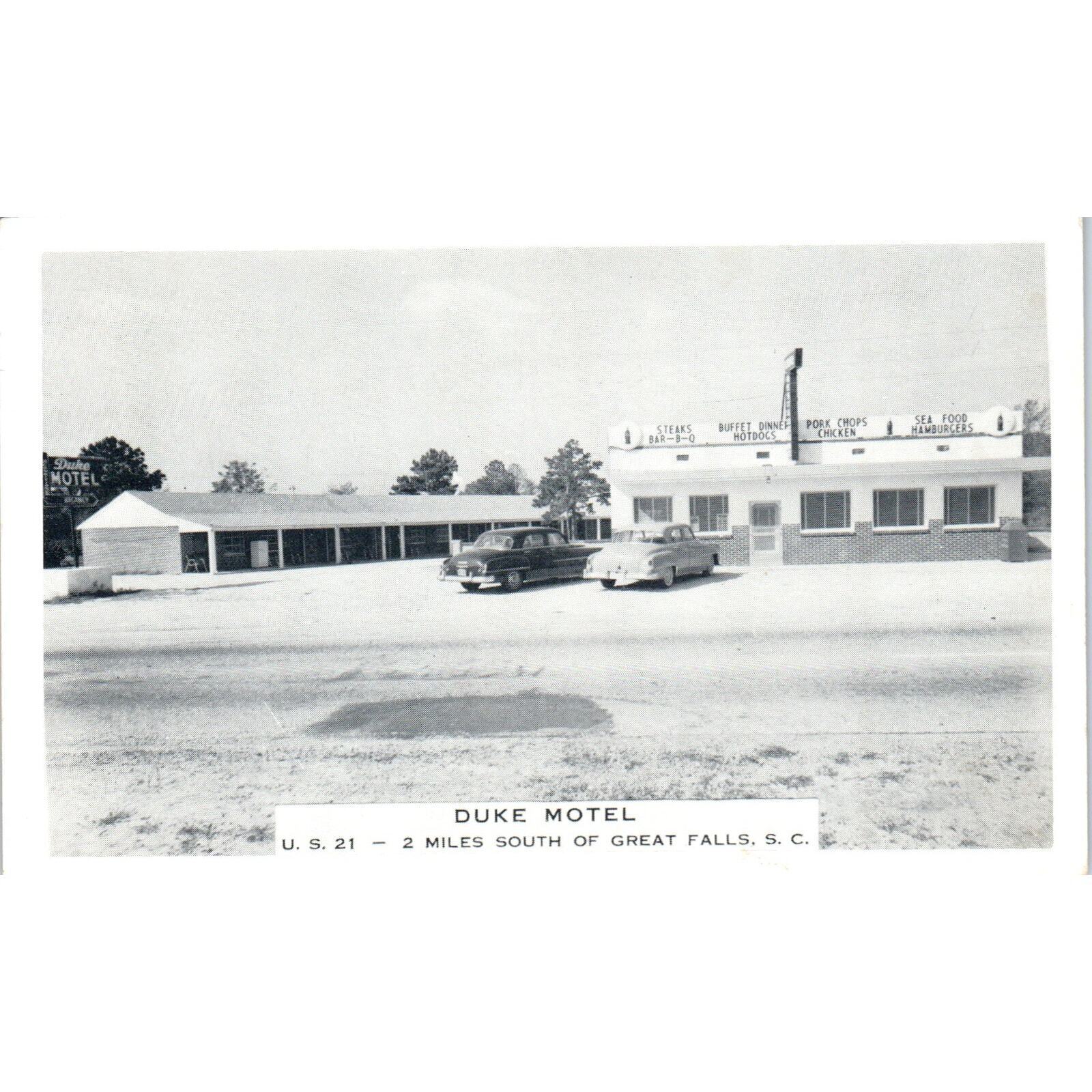 Duke Motel Great Falls South Carolina - Original Postcard TJ7-RP2