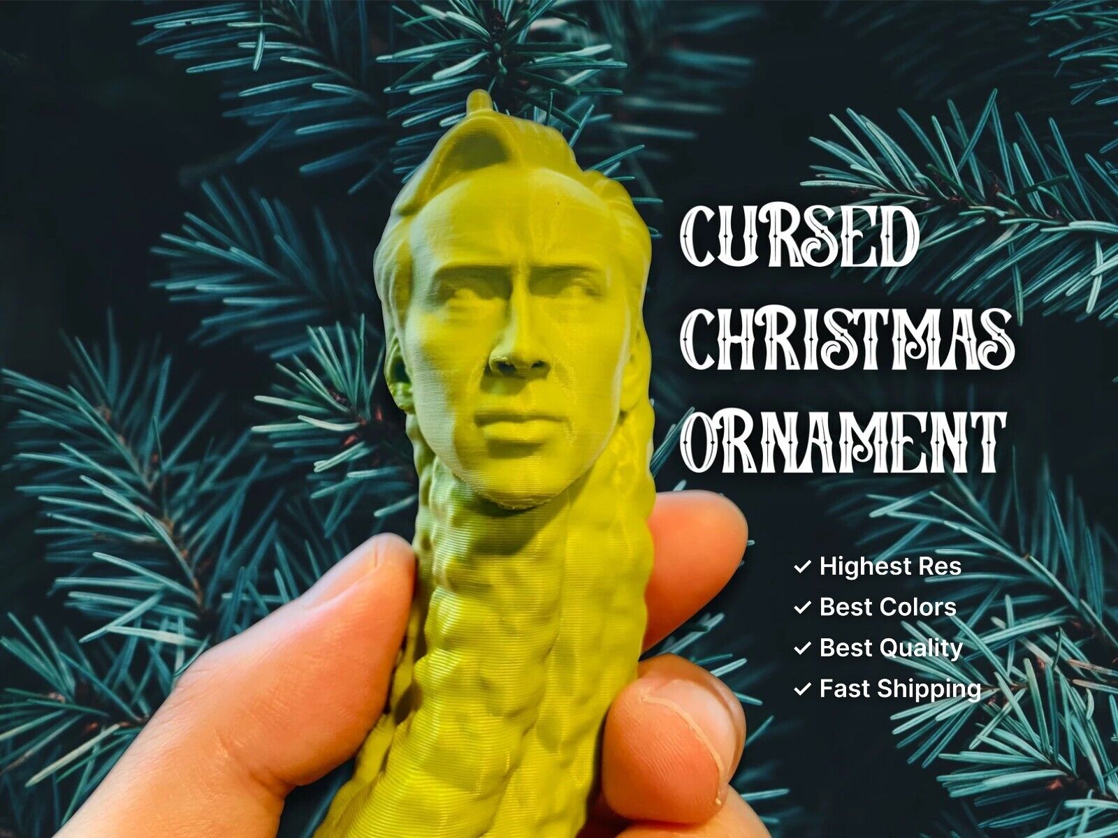 Picolas Cage Christmas Ornament - Cursed & Hilarious - win any gift exchange