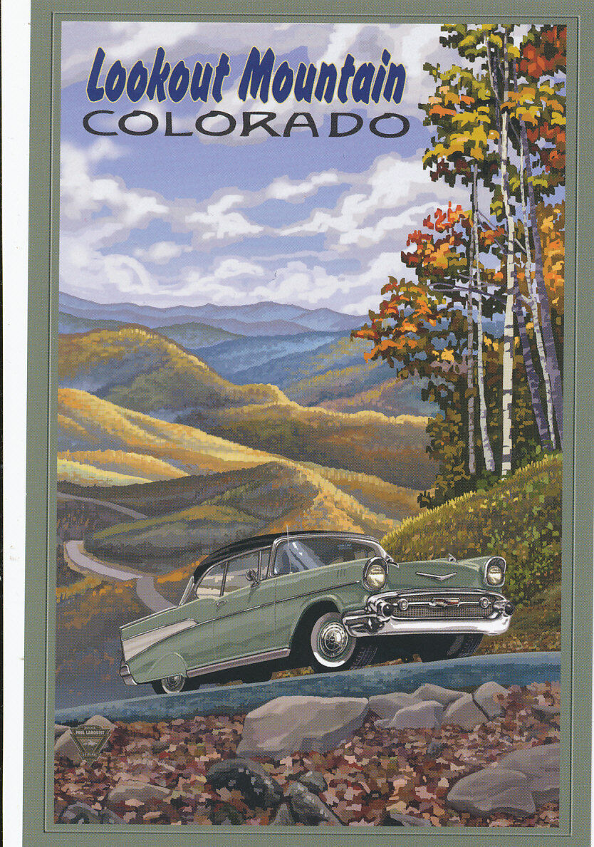 LOOKOUT Mountain Golden, Colorado - vintage Cadillac automobile 4x6 Postcard