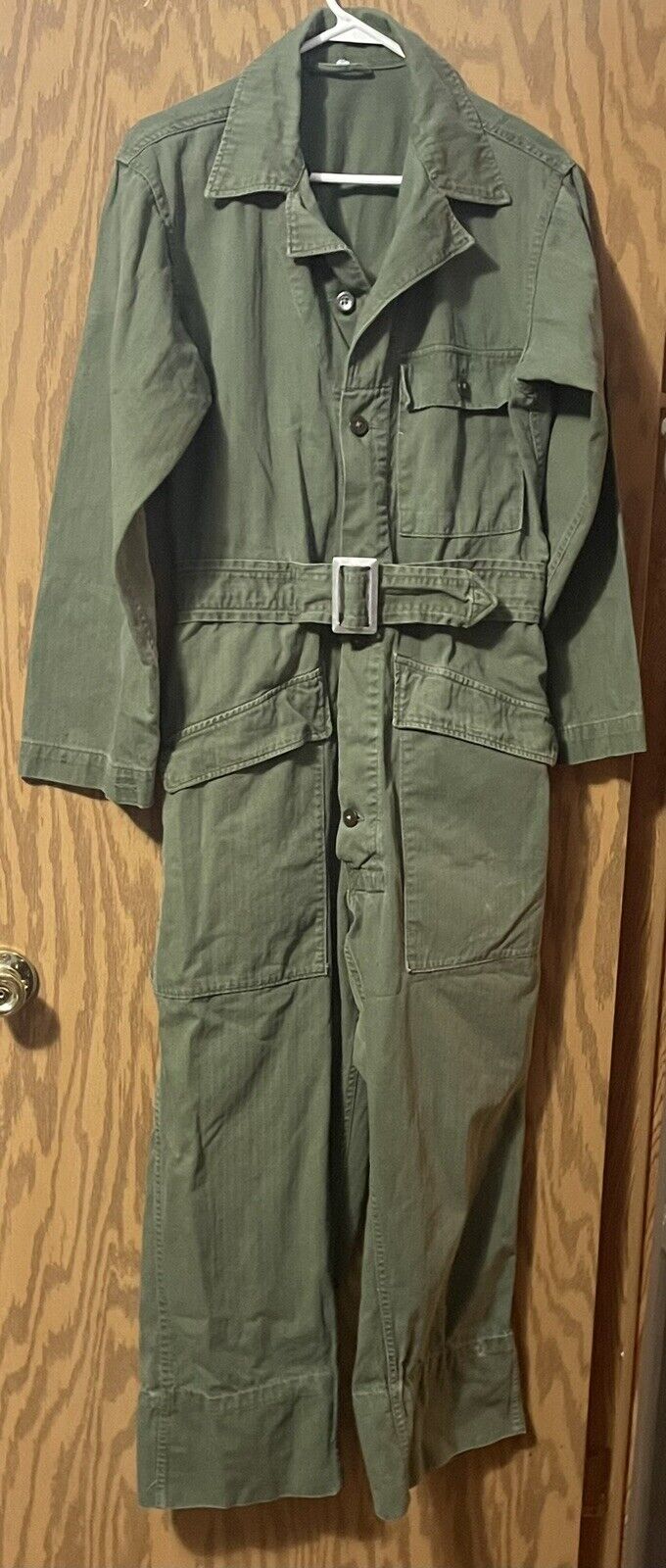 Vintage 1950’s Green Army Military Mechanics Coveralls  Size Small