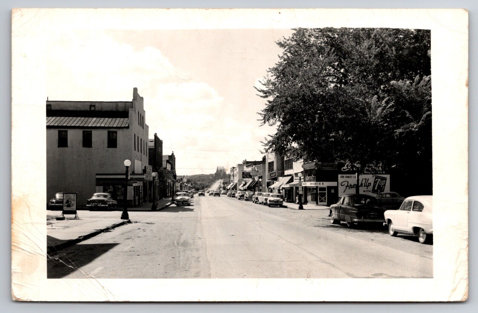 Fifth Street Lacon Illinois IL 7-Up Advertising Sign 1955 Real Photo RPPC