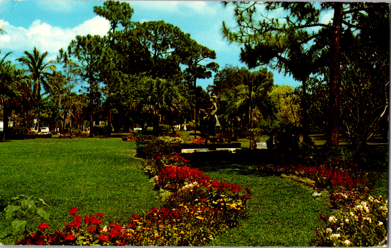 Vintage 1973 Flowers in Downtown Memorial Park, Stuart Florida FL Postcard 