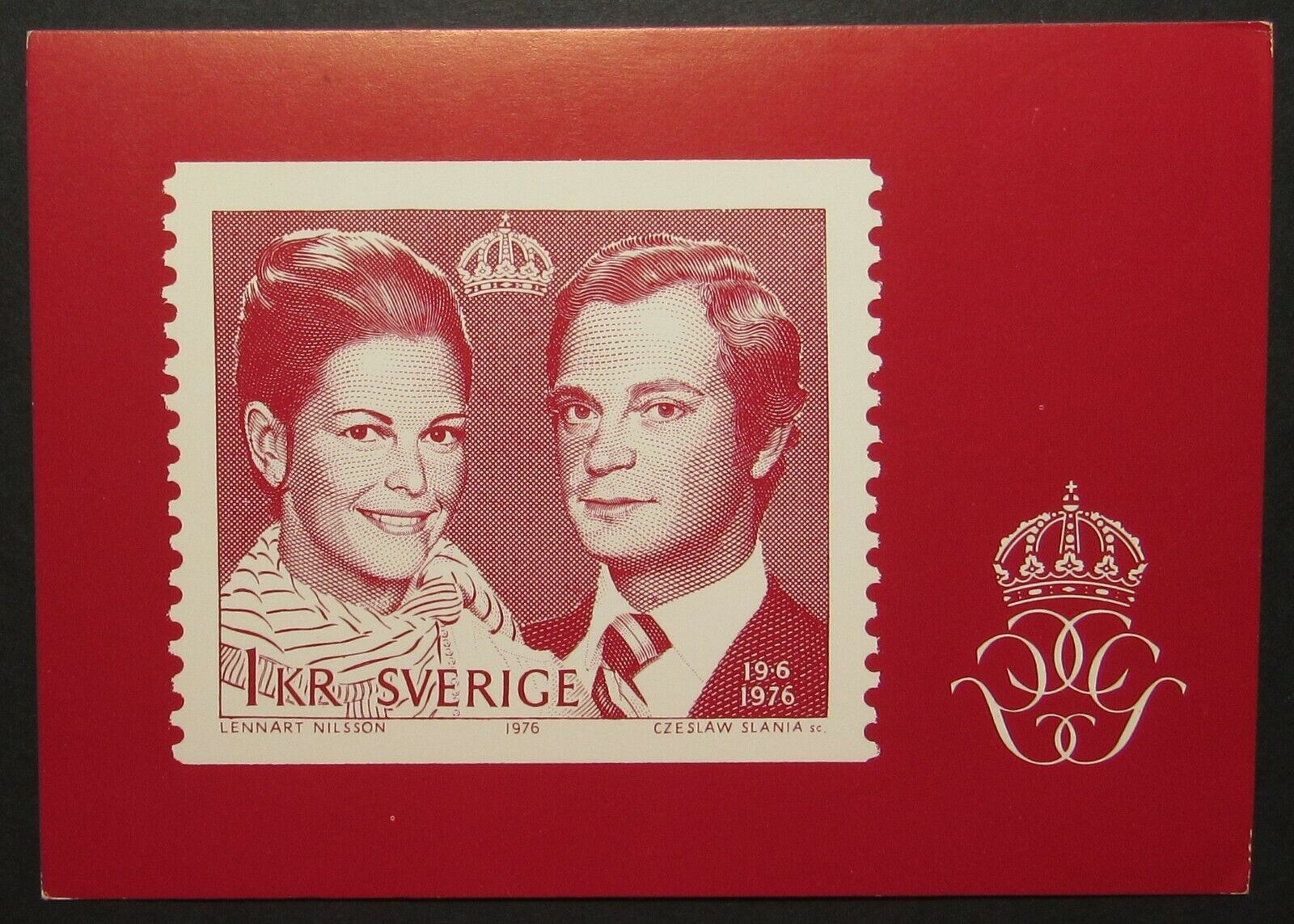 Sweden Sverige Stamp King Gustaf Queen Silvia Vintage Postcard Unposted