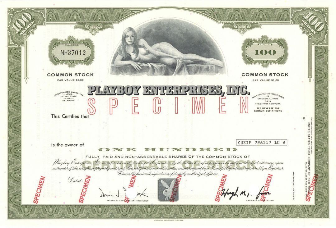 Playboy Enterprises, Inc. - Specimen Stock Certificate - Specimen Stocks & Bonds