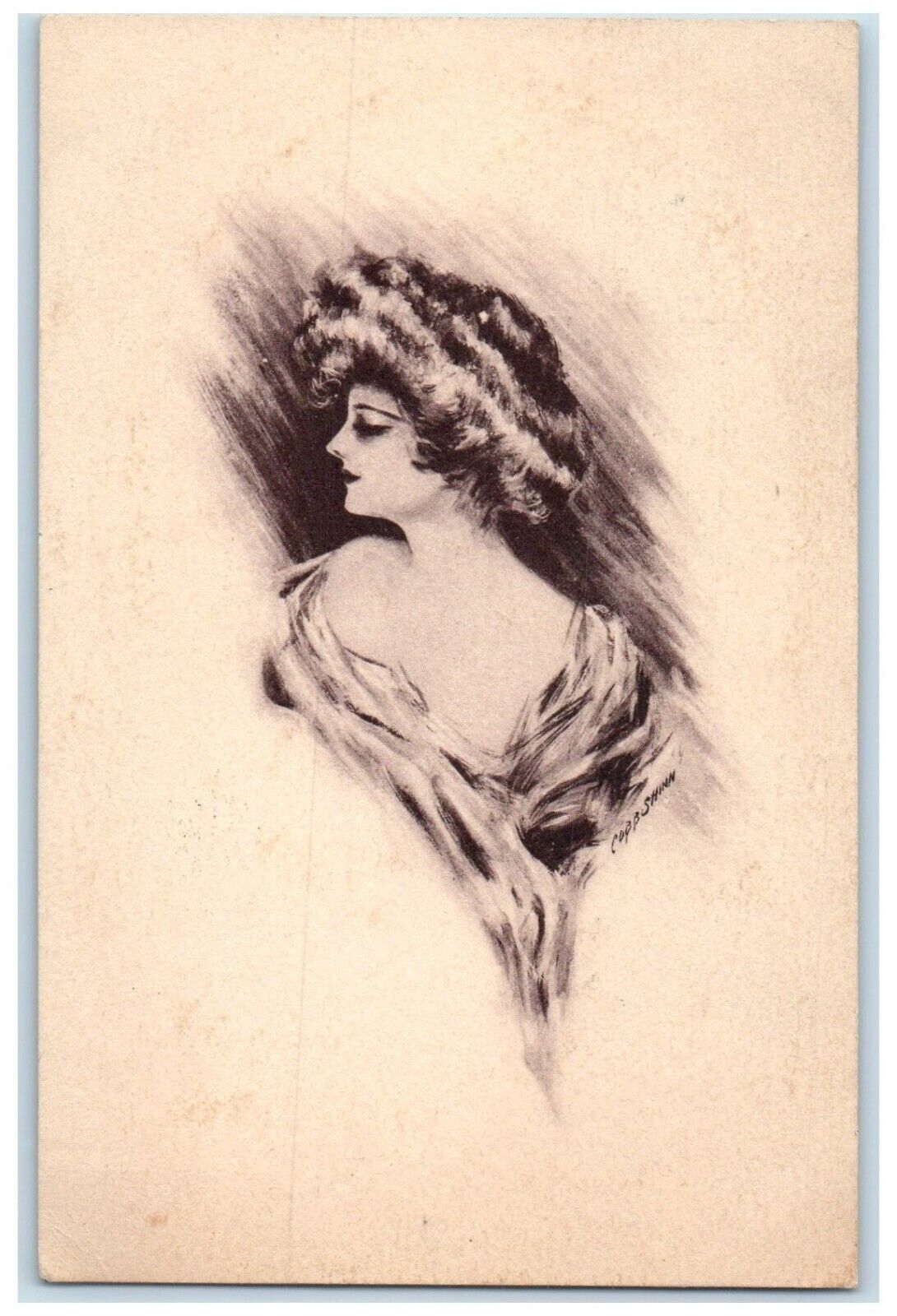 1909 Pretty Woman Curly Hair Cobb Shinn Signed Munith Michigan MI Postcard