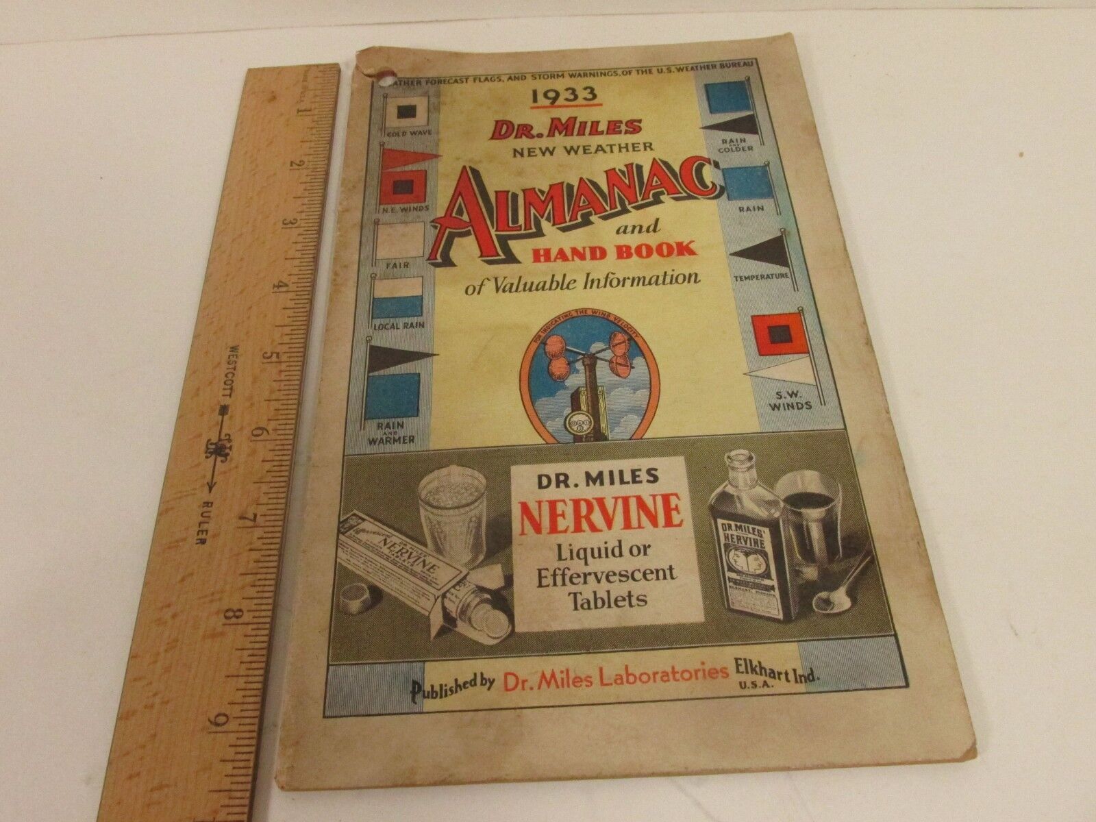 Vtg Almanac 1933 Dr Miles Laboratories New Weather and Hand Book