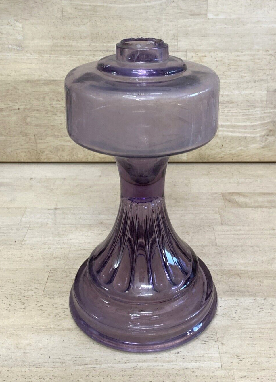 Antique Amethyst Glass Thick Oil Kerosene Lamp Base Font Purple