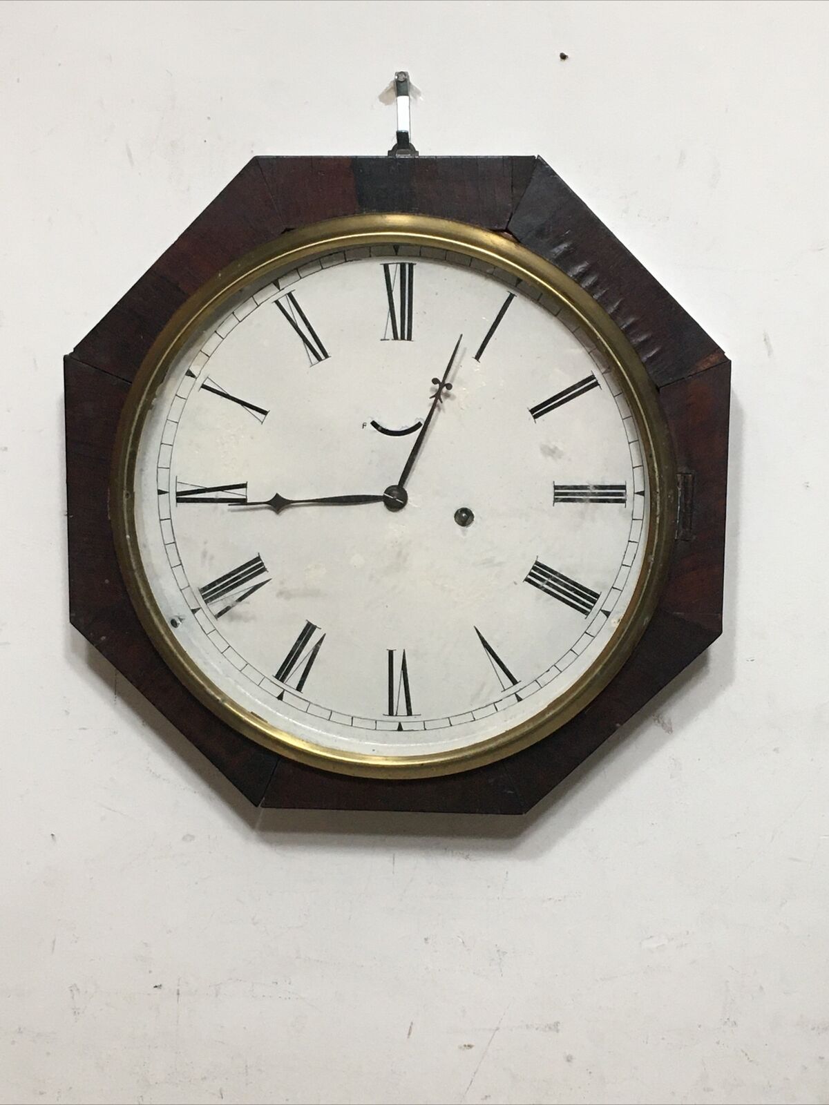 Early Antique Chauncey Jerome Marine Lever Octagon Wall Clock