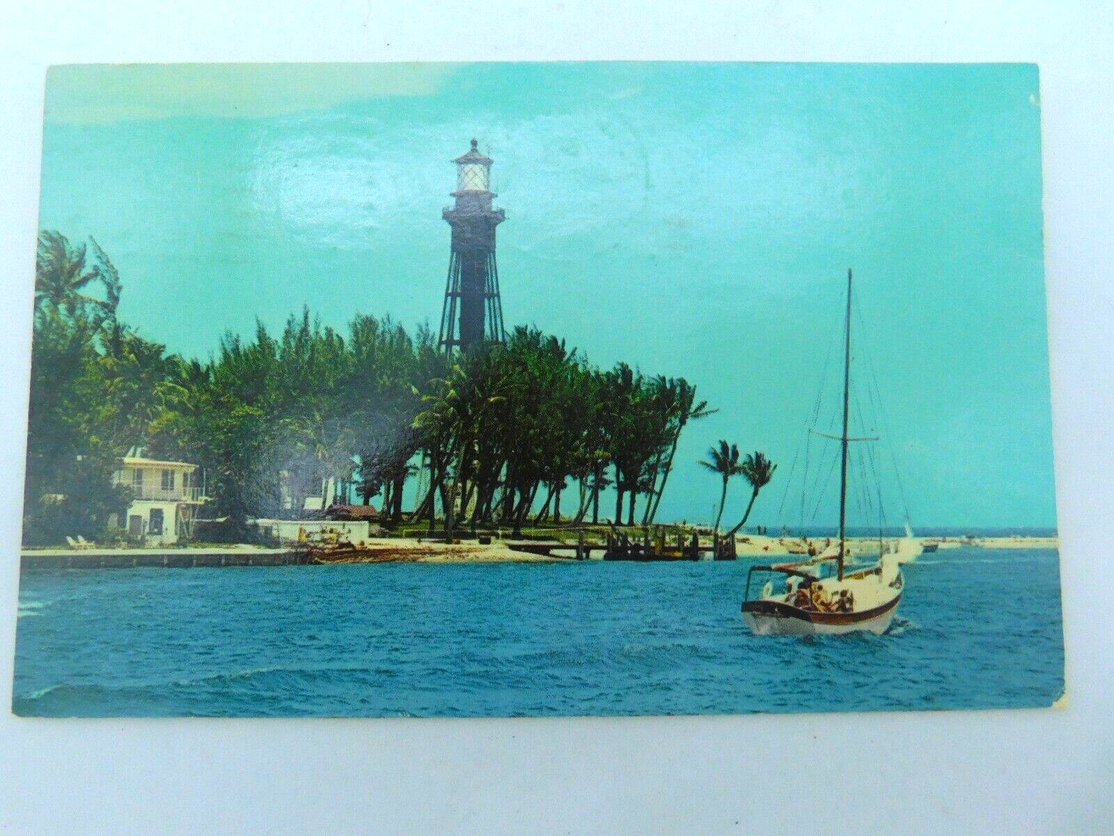 Vintage 1970\'s Postcard Pompano Beach, FL Hillsboro Lighthouse VV85
