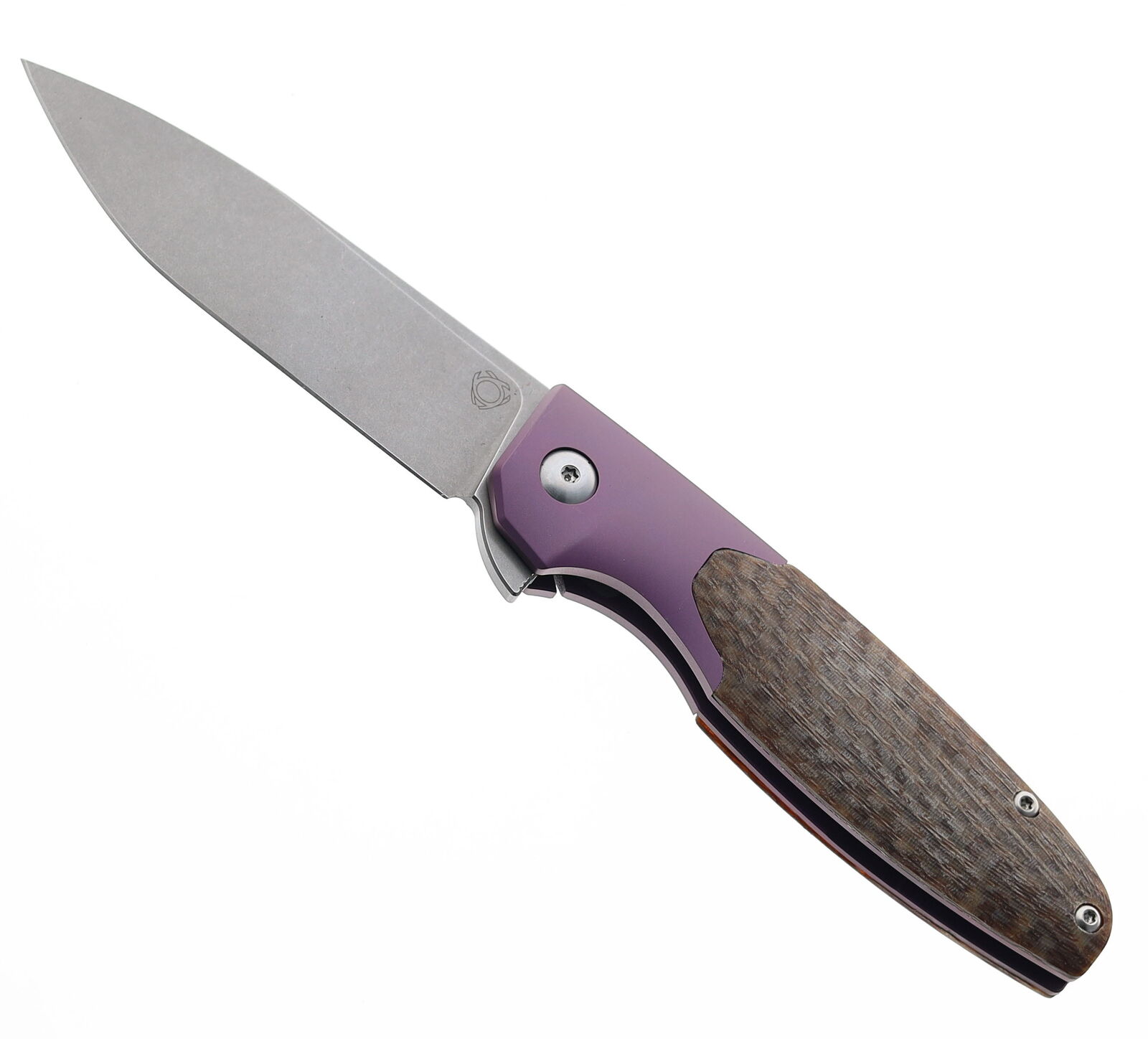 Six Leaf Folding Knife Purple Ti/Linen Micarta Handle D2 Plain Edge SL-15-Purple