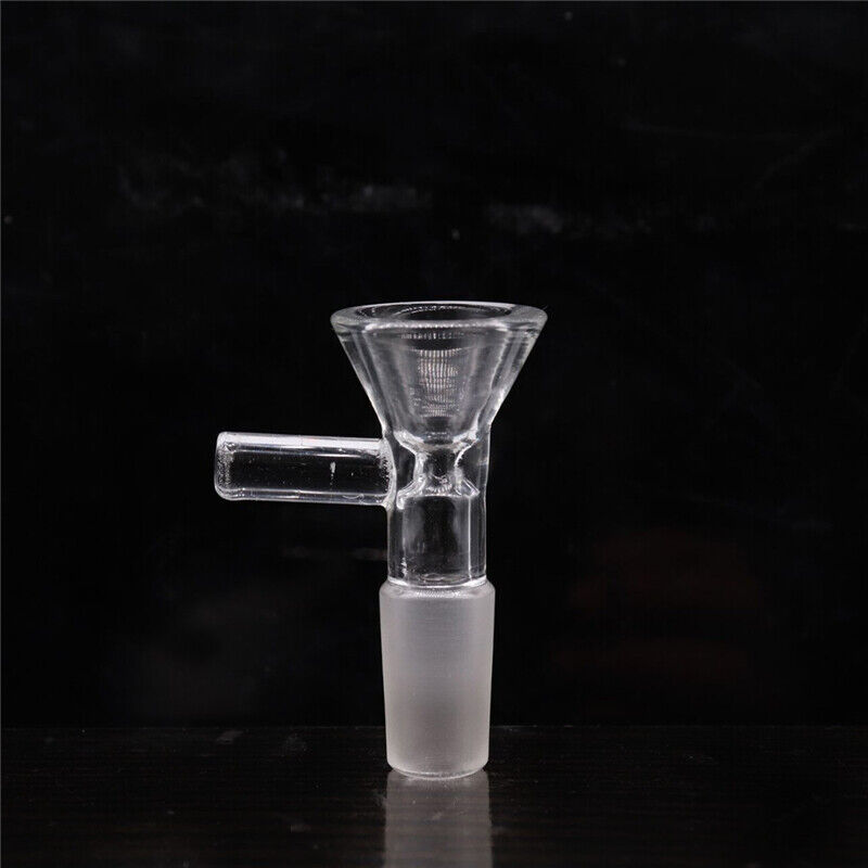 2pcs 18mm Male Glass Bowl Thick Handle Slide Clear For Smoking Bong Pipe Hookah
