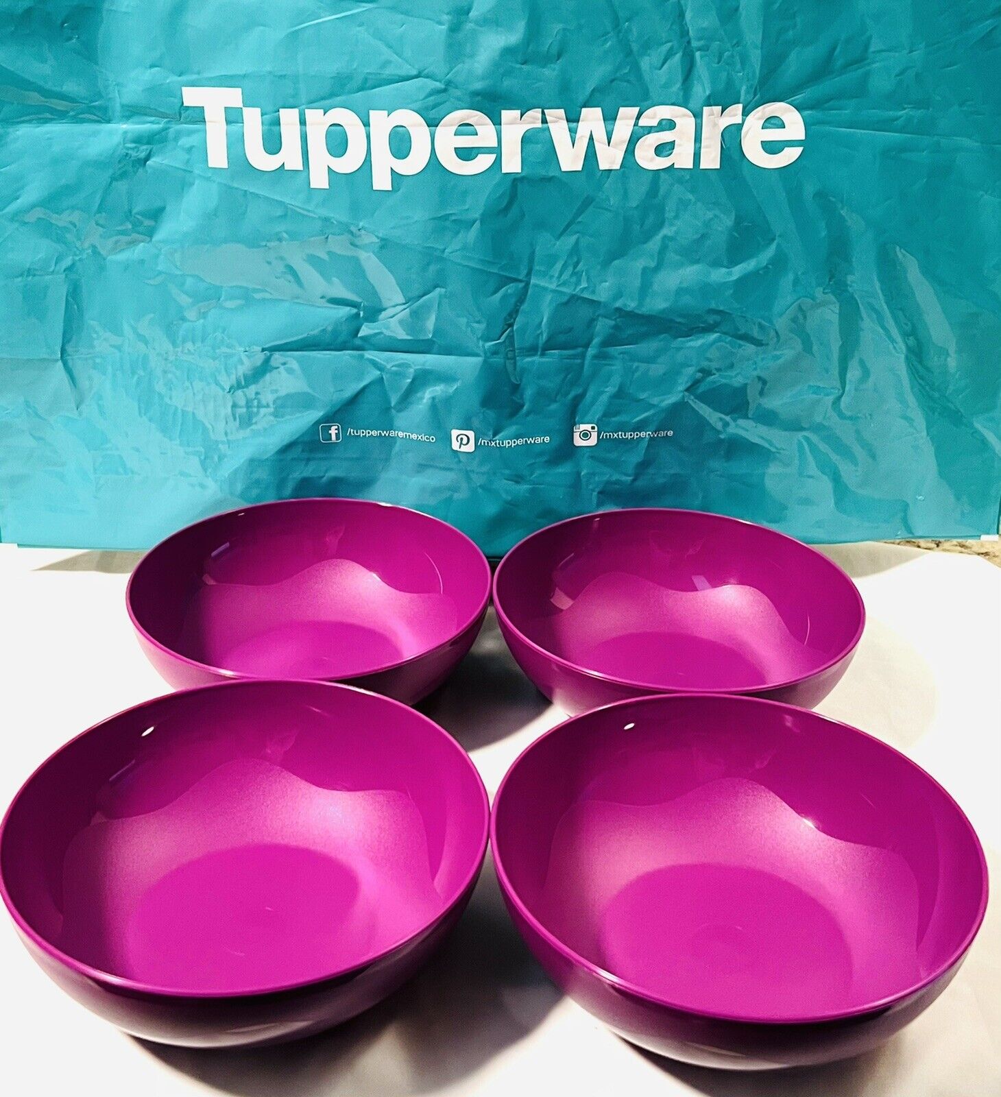 Tupperware Set of 4 Open House 24 oz. Cereal & Salad Dishes New