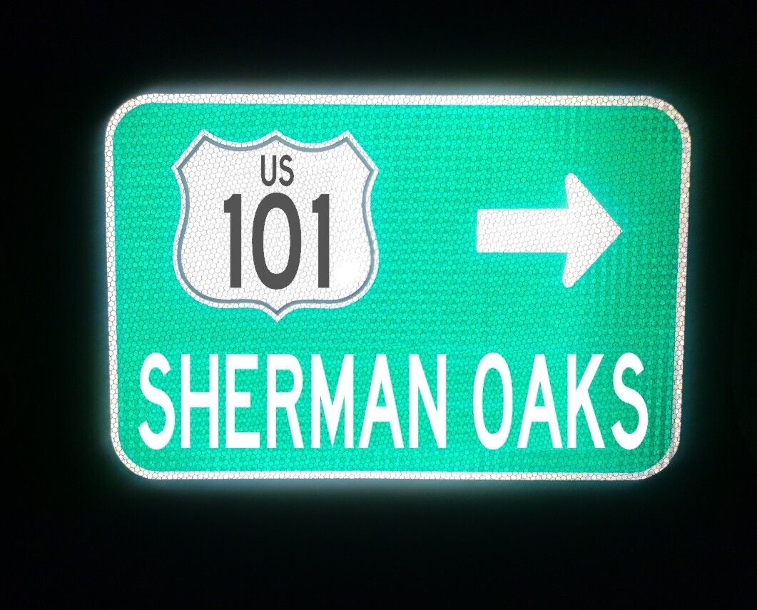 SHERMAN OAKS Highway 101 California route road sign, 18