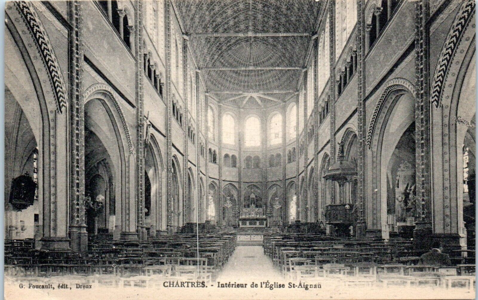 Interior of the St. Aignan Church, Chartres, France Postcard
