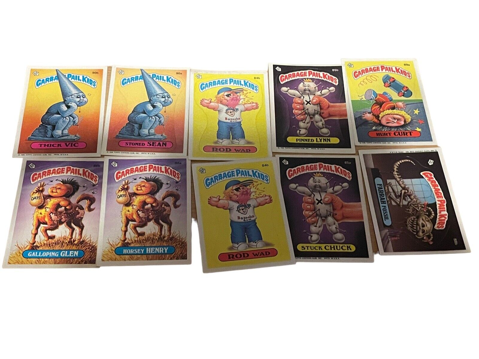 1986 Garbage Pail Kids Lot Of 10 Cards Stickers 