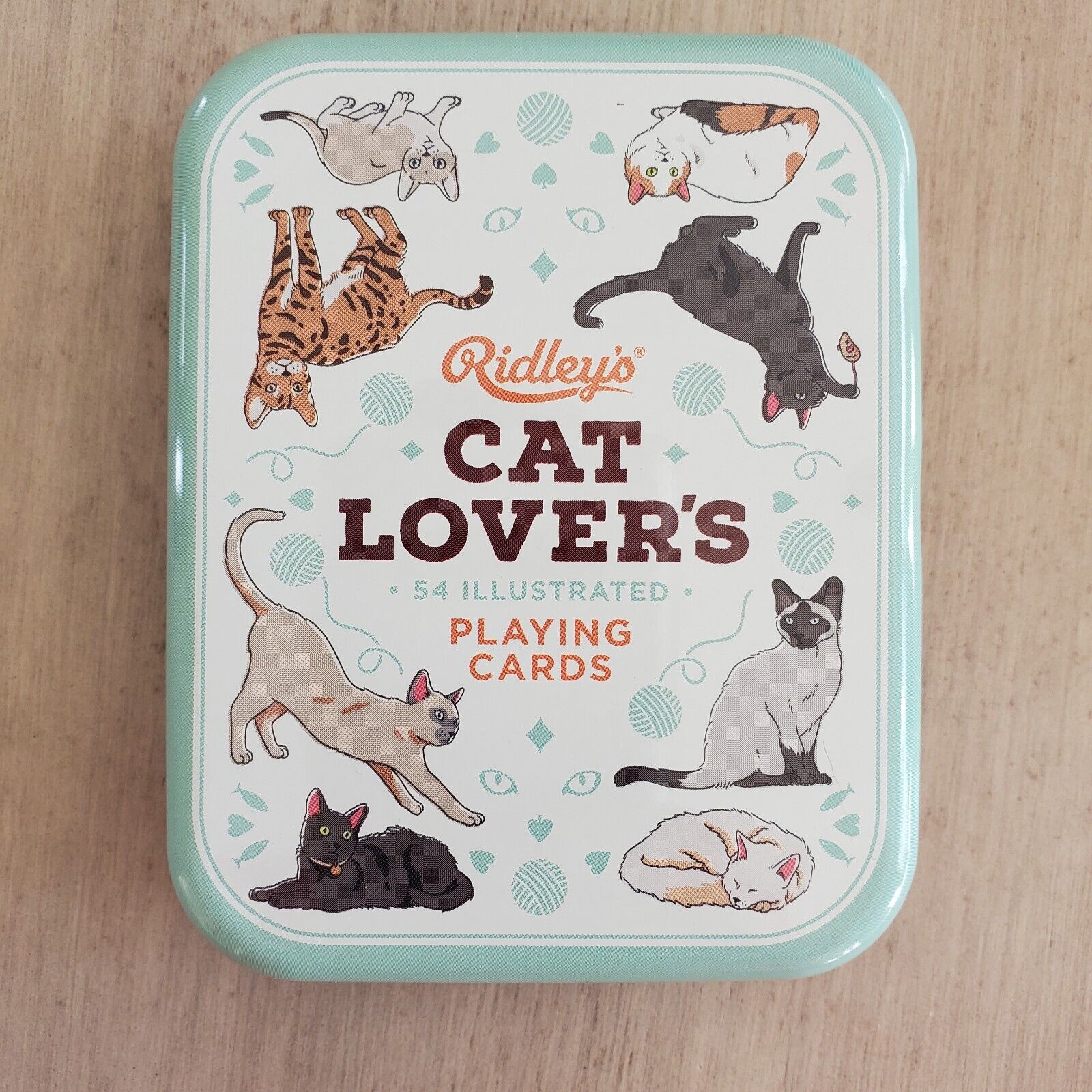 Ridley\'s Cat Lovers 54 Illustrated Playing Cards Sealed Tin Container