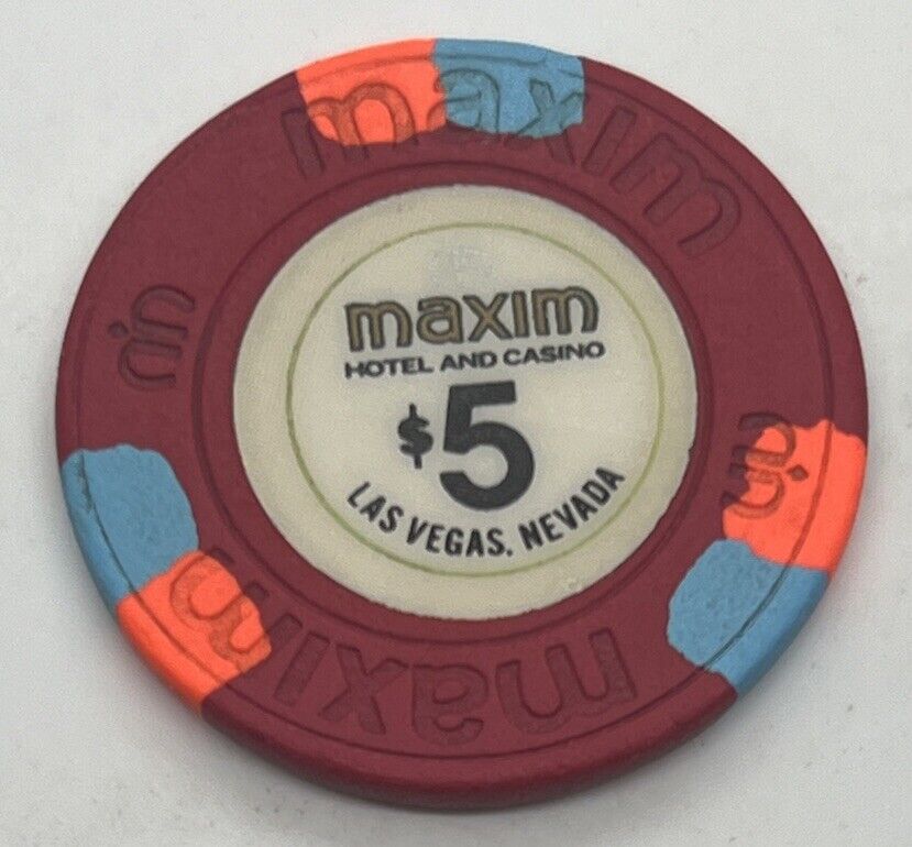 MAXIM HOTEL & CASINO - Las Vegas - $5 Casino Chip - House Mold 1977