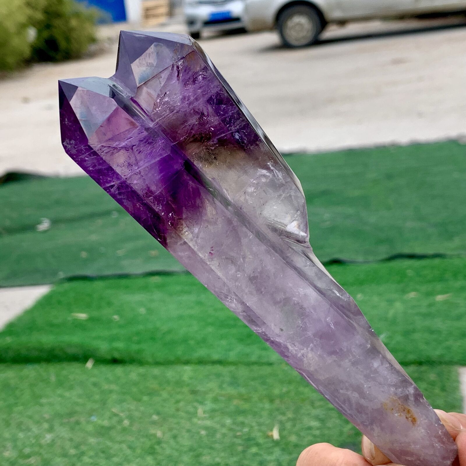 275G Natural Amethyst Quartz Crystal Single-End Terminated Wand Point Healing