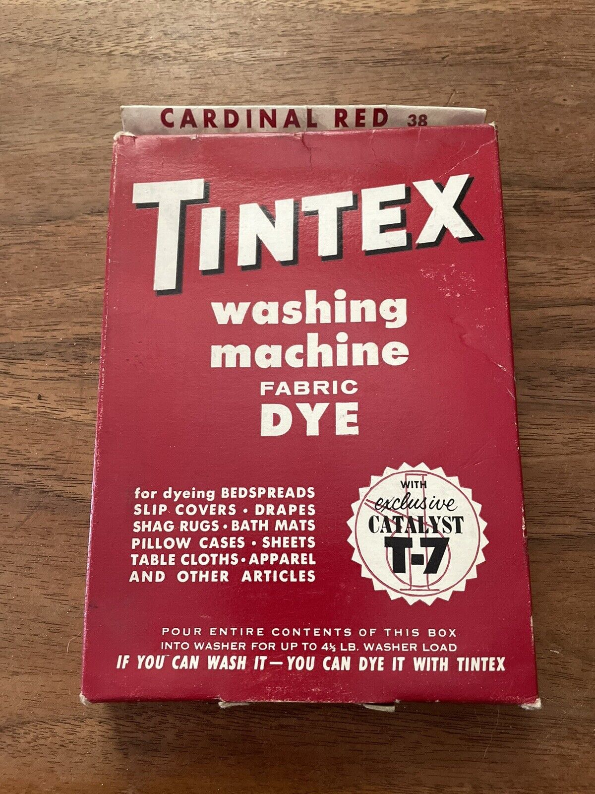 VTG TINTEX FABRIC DYE CARDINAL RED COLOR UNOPENED BOX 8oz DYES 4+LBS Advertising