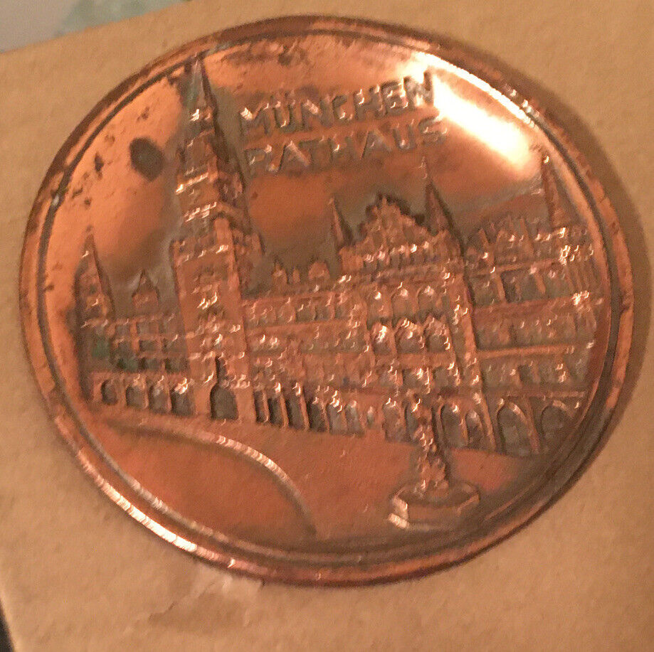 Very Old German Munchen Rathaus Copper Mini Plate