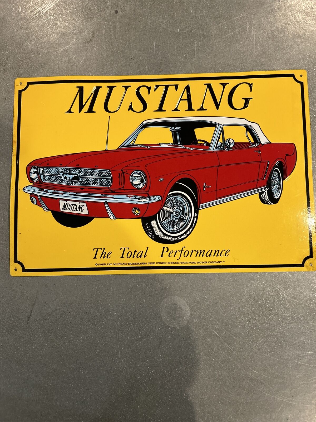 Ford Mustang Convertible “The Total Performance” Metal Sign Tin Wall Art