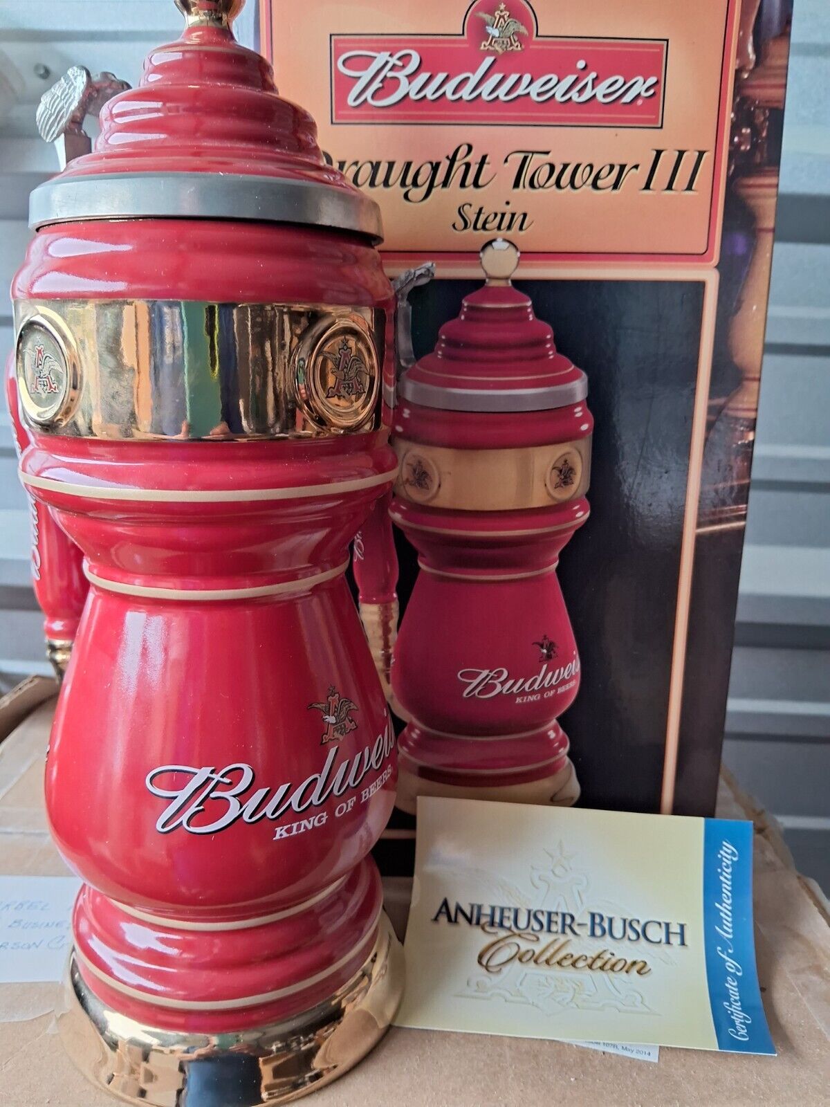 Vintage 2004 Anheuser Busch Draught Tower III Budweiser Beer CS615 Stein box coa
