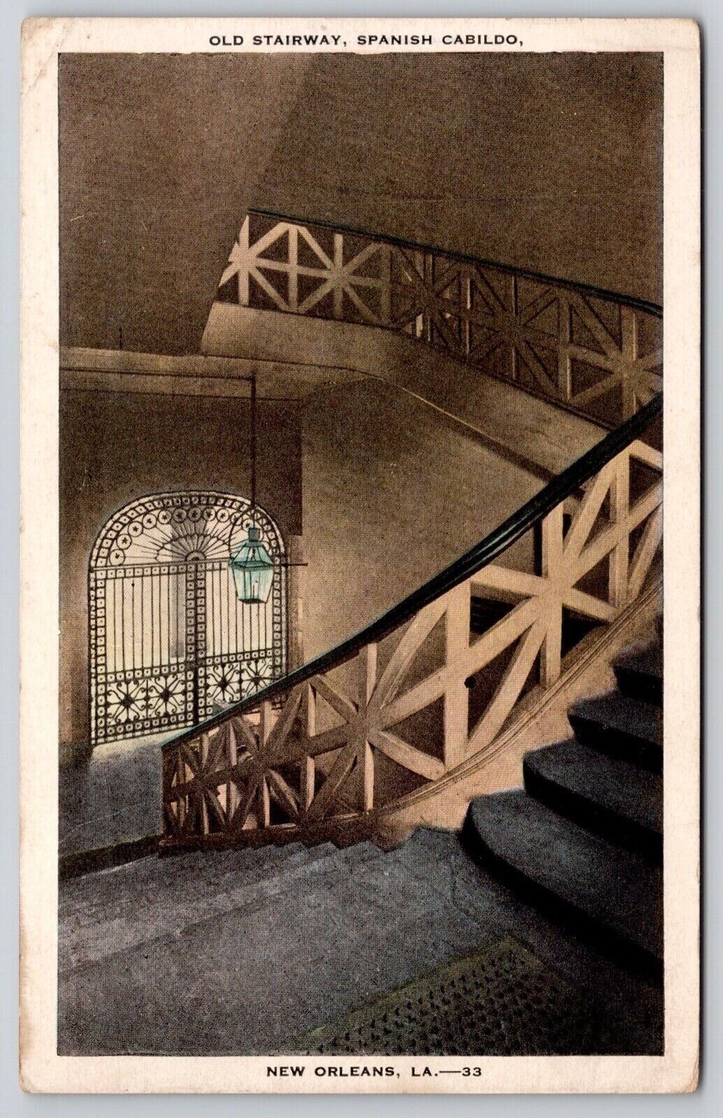 Louisiana New Orleans Old Stairway Spanish Cabildo Interior Vintage PM Postcard