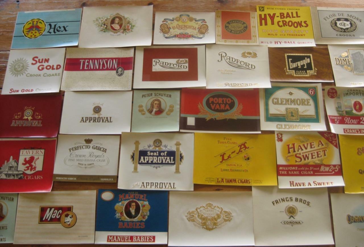 original lot of 50 different cigar box labels    ORIGINAL VINTAGE NOS