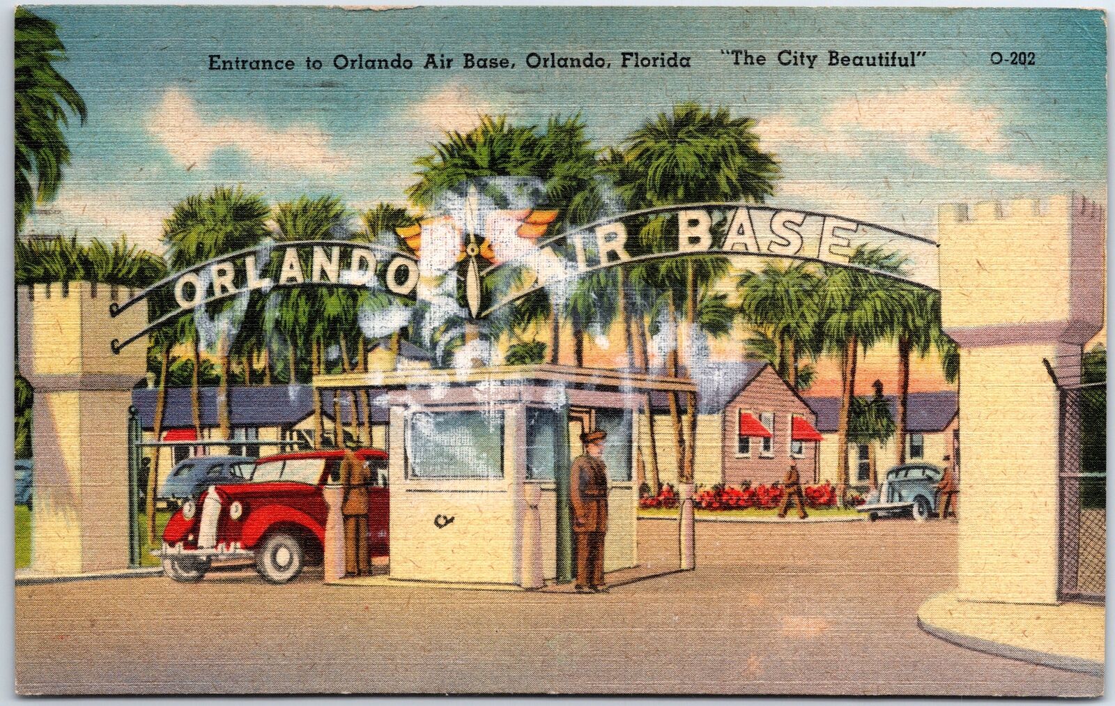 VINTAGE POSTCARD ENTRANCE TO THE ORLANDO AIR BASE IN FLORIDA POSTED 1946