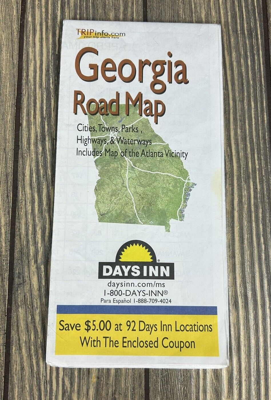 Vintage Georgia Road Map Days Inn Brochure Pamphlet 
