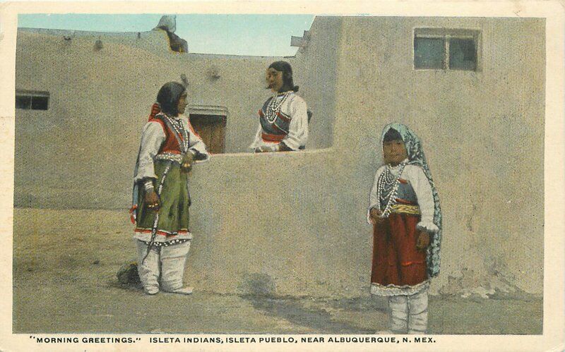 Albuquerque New Mexico Isleta Indians 1920s Teich Pueblo Postcard 21-11444