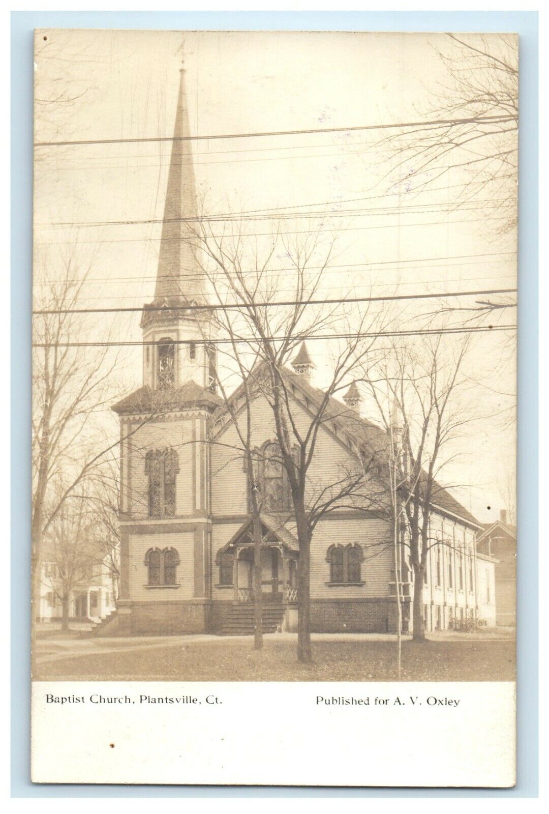 c1905 Baptist Church Plantsville Connecticut CT RPPC Photo Antique Postcard