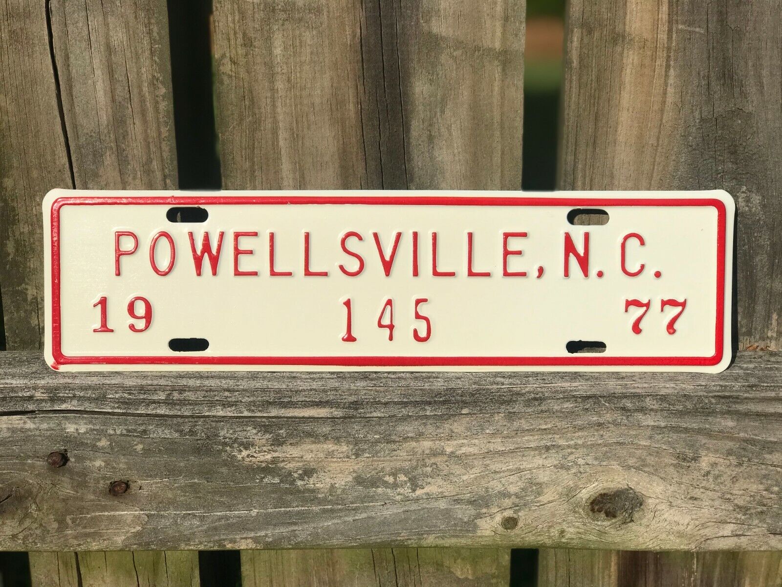 NOS Powellsville North Carolina License Plate 1977 #145 NC City Plate