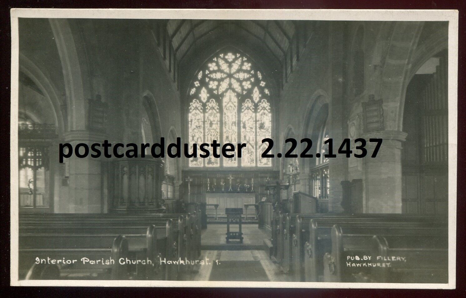 ENGLAND Hawkhurst 1910s Parish Church Interior. Real Photo Postcard