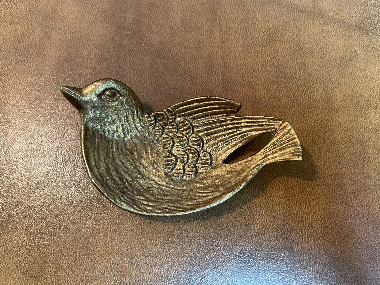 Vintage Brass Bird Trinket Ring Vanity Dish Bird Detailed Small Dainty