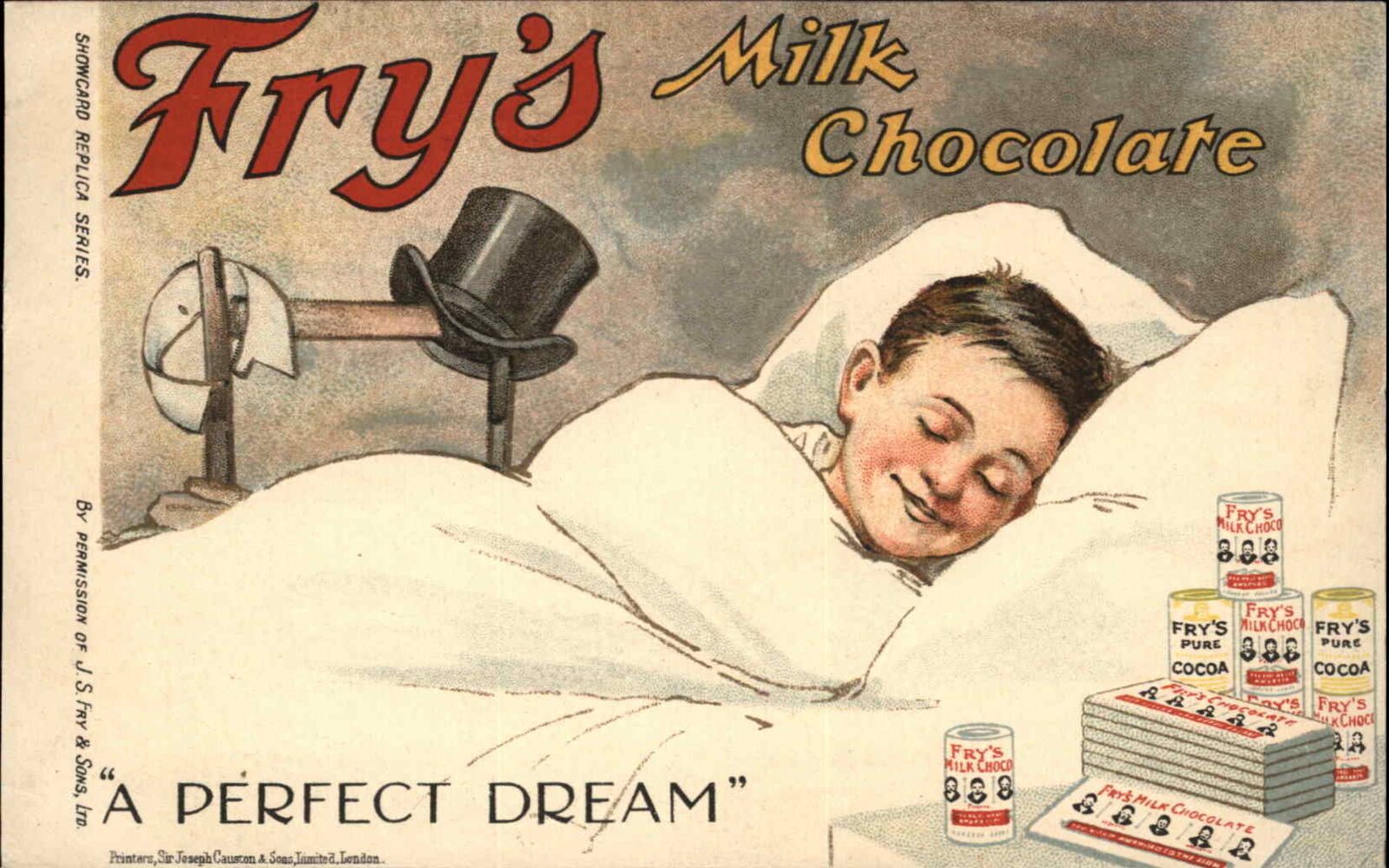 Fry's Milk Chocolate Boy Smiling Sleeping Dreaming 1907 Used Postcard