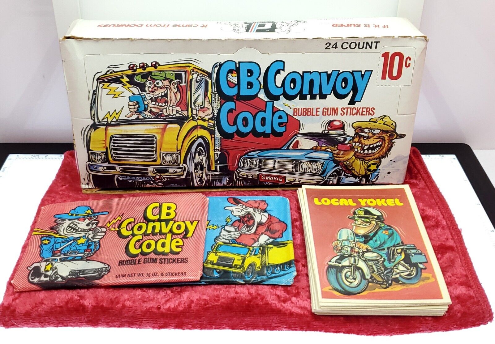 Vtg 1970s CB Convoy Code Bubble Gum Stickers Card Lot with Box Wrappers