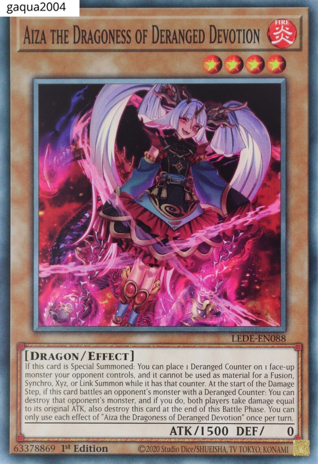 YuGiOh Aiza the Dragoness of Deranged Devotion LEDE-EN088 Common 1st Edition