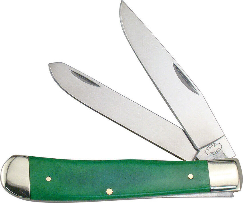 New New Frost Cutlery Trapper Green Smooth Bone 18-812GSB
