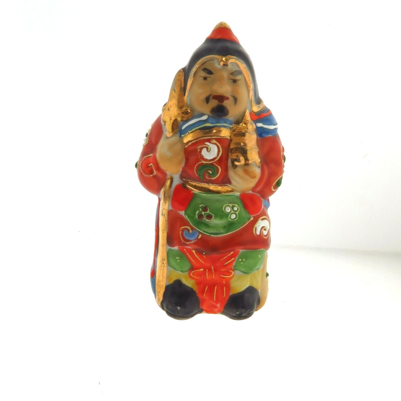 Antique Japanese Kutani Lucky God Figurine 3.5 inches